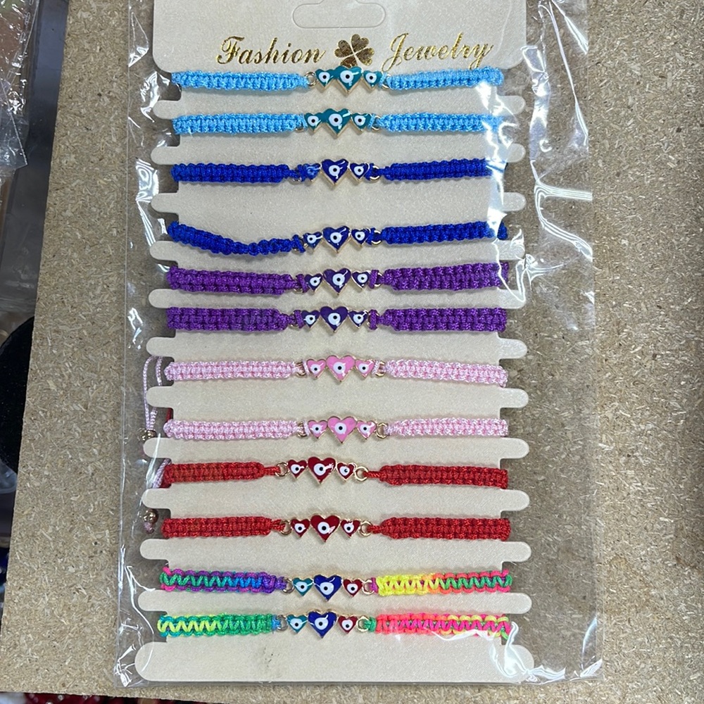 12 pcs mix colors heart bracelets knot